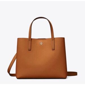 Tory Burch Blake Small Triple-Compartment Tote Women Tan Pebbled Leather New